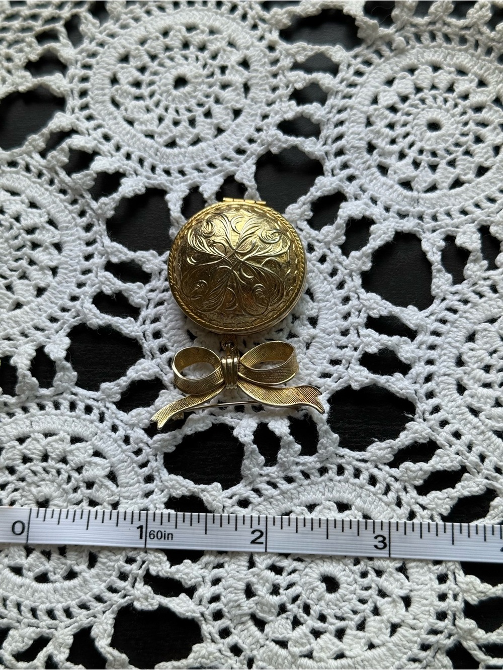 Gold tone Bow Locket Brooch Pendant - Women's Accessory
